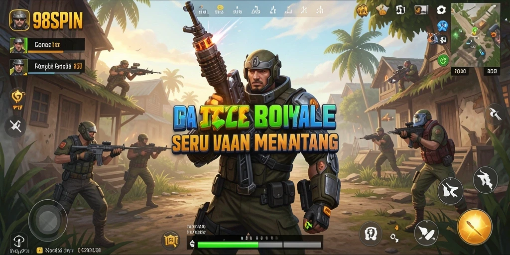 Tampilan gameplay mendebarkan dari 98SPIN dalam pertarungan Battle Royale.