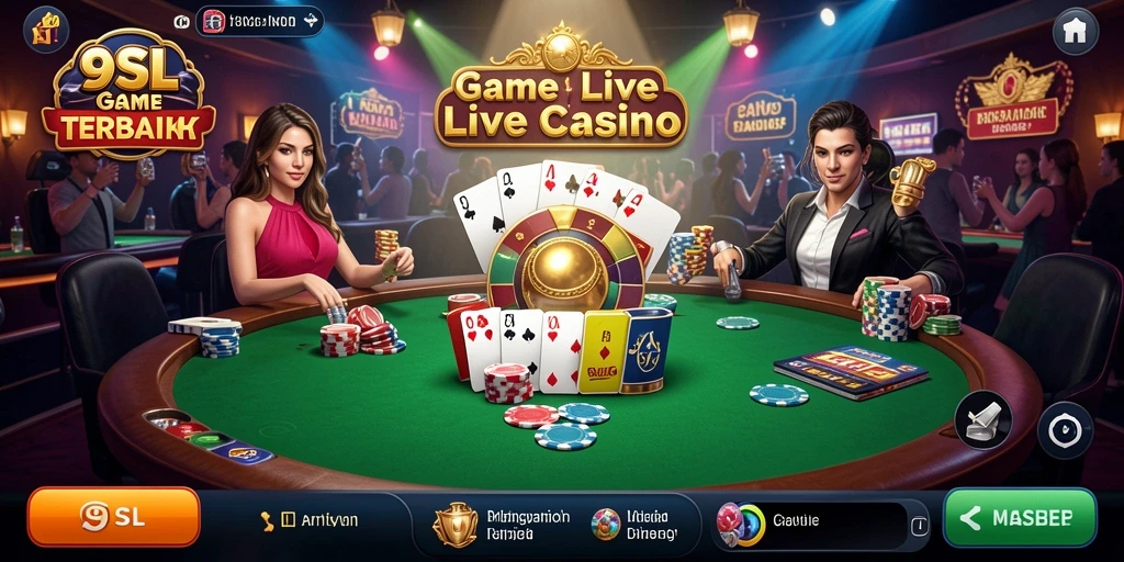 Tampilan menarik gameplay Live Casino di 9SL dengan dealer langsung.