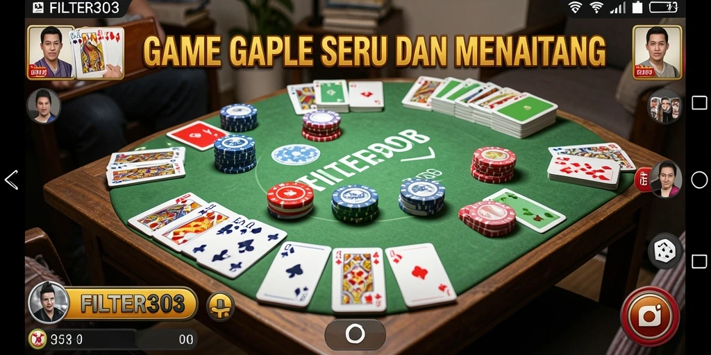 Screenshot gameplay <strong>FILTER303</strong> menampilkan suasana kompetisi Gaple yang seru.