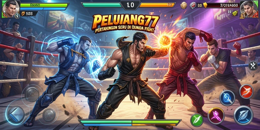 Tangkapan layar utama PELUANG77 menunjukkan aksi pertarungan yang mendebarkan.